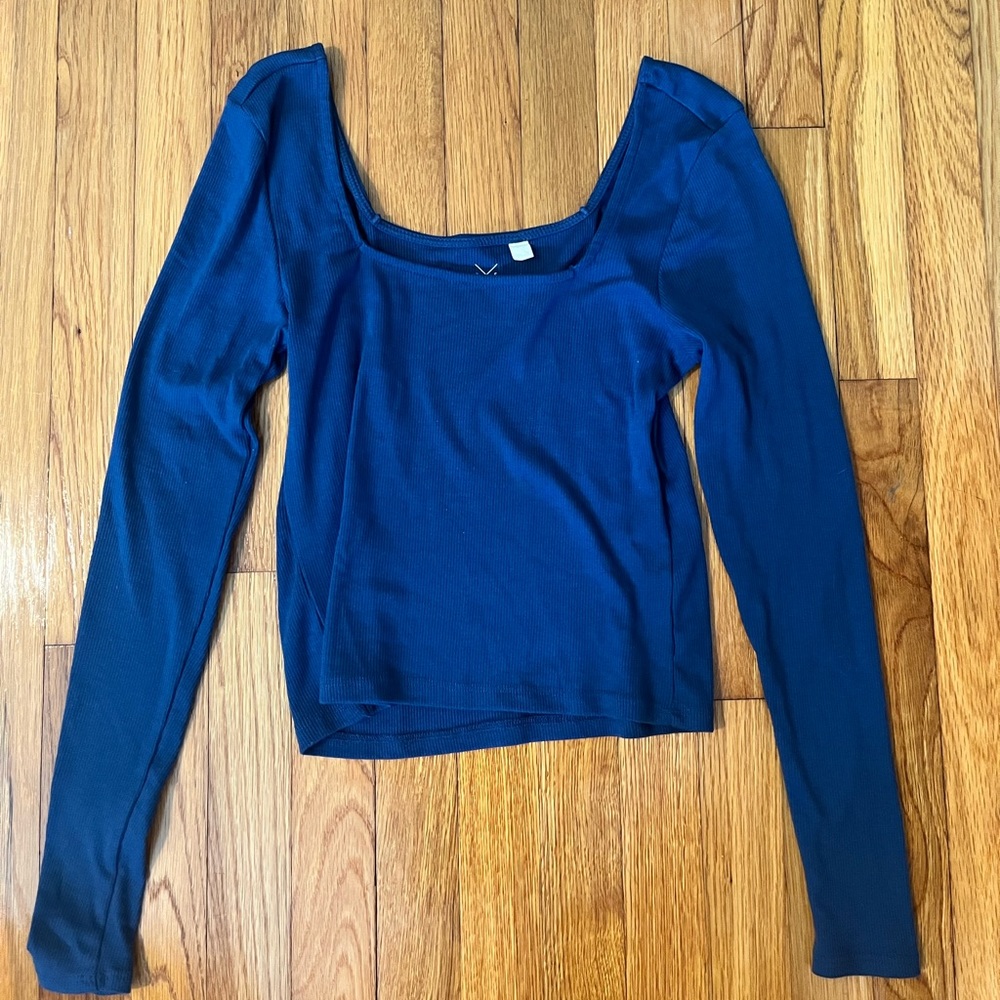 Pacsun Square Neck Blue Long-sleeve Top